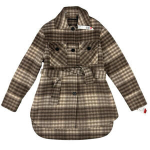 Elie Tahari Belted Plaid Wool Blend Jacket Brown Size XS/S